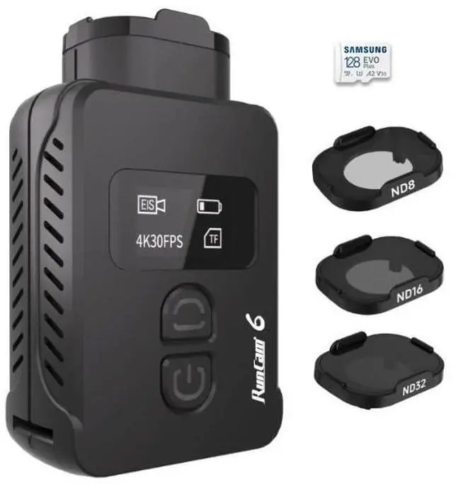 Main image of 6 4K Wide Angle WiFi FPV PWM Action Sports Helmet Camera with 128GB SD Card and ND Filter Set 6-ND-128G (6-ND-128G)