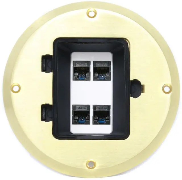 Main image of 4 Port Cat5e Ethernet Floor Box - Gold