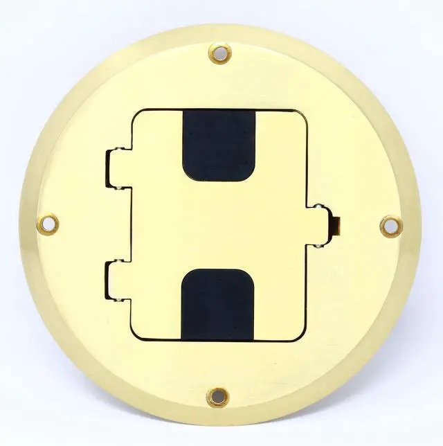 Alt view image 2 of 2 - 4 Port Cat5e Ethernet Floor Box - Gold