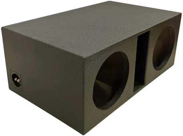 Main image of SPL-10DV Dual 10" Slot-Ported Subwoofer Enclosure, 1" MDF Face, 3/4" Body, Tuned to 35Hz, 1.25 cu ft per Sub, Bedliner Finish, Spring-Loaded Terminals