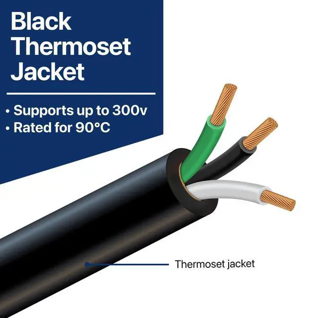 Alt view image 4 of 4 - 16/3 SJOOW 300V Cable 16 Gauge (16 AWG) Portable Power Cable with 3 Conductors Fully Annealed Stranded Bare Copper Wires Water & Oil Resistant for Heavy Duty Industrial Use USA Made (100ft)