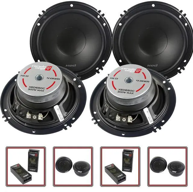 Main image of 2 Pair Cerwin-Vega XED650C 6.5" 300W 2-Way Component Speaker System Tweeter Crossover