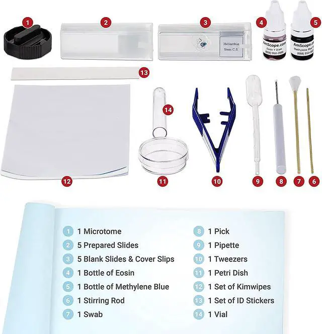 Alt view image 4 of 4 - M158C-SP14-WM-E 40X-1000X Biology Science Metal Glass Student Microscope with USB Digital Camera, Slide Preparation Kit and Book