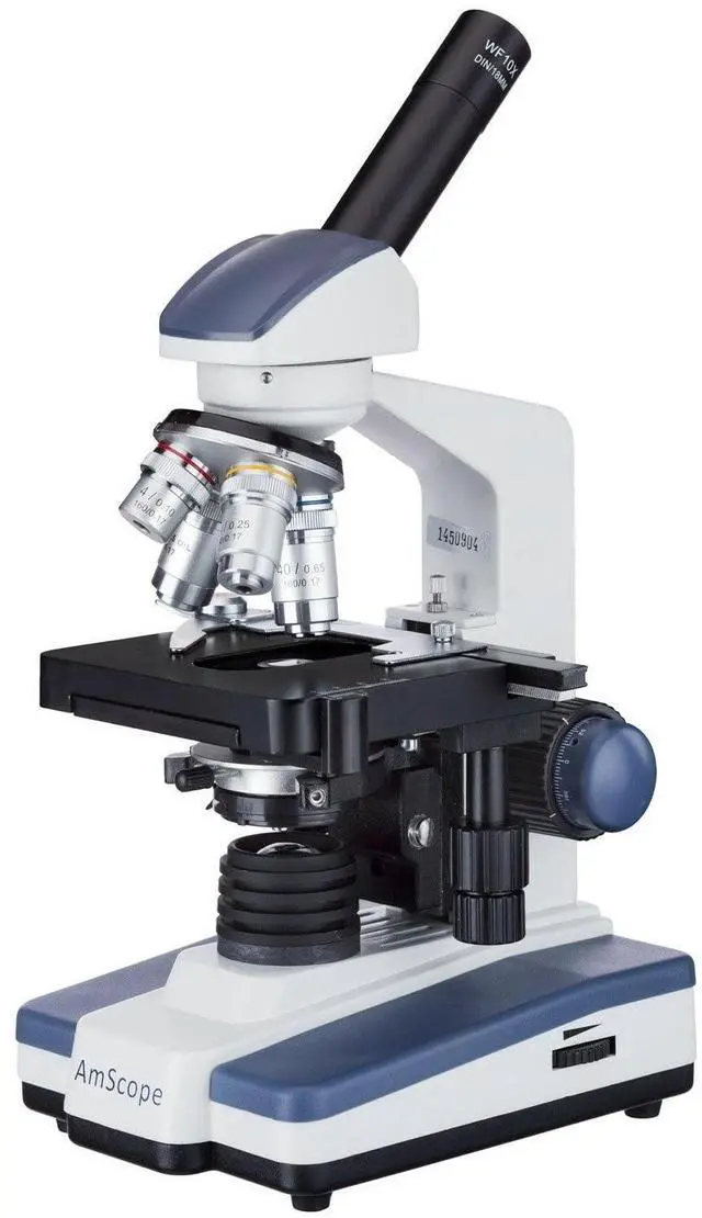 Main image of M620A Compound Monocular Microscope, WF10x and WF16x Eyepieces, 40x-1600x Magnification, Brightfield, LED Illumination, Abbe Condenser, Mechanical Stage, 110V