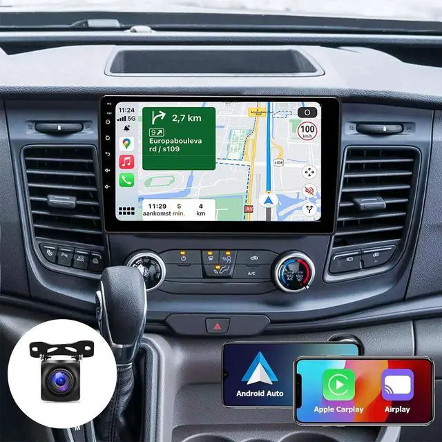 Alt view image 2 of 4 - Car Stereo Radio for Ford Transit Custom 2020 2021 2022 2023 2024 Android 14 for Carplay Wireless/Wire Android Auto 10 Inch GPS Navi Screen 2GB+32GB, Only Fit for high-end Vehicle Model