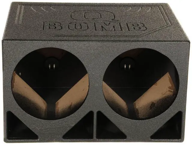 Main image of QPower QBOMB12TB-DUAL Dual 12-Inch Triangle Ported Subwoofer Box Enclosure with Durable Bed Liner Spray for Car Audio Systems