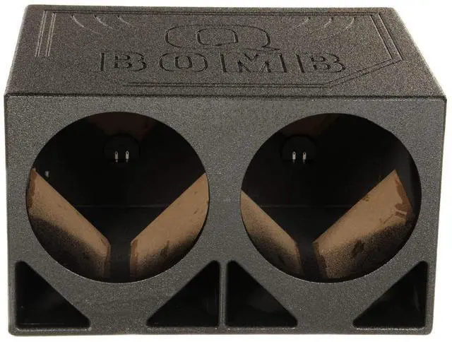 Alt view image 4 of 4 - QPower QBOMB12TB-DUAL Dual 12-Inch Triangle Ported Subwoofer Box Enclosure with Durable Bed Liner Spray for Car Audio Systems