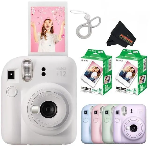 Main image of Instax Mini 12 Instant Camera (Clay White w/ 2X Twin Packs)