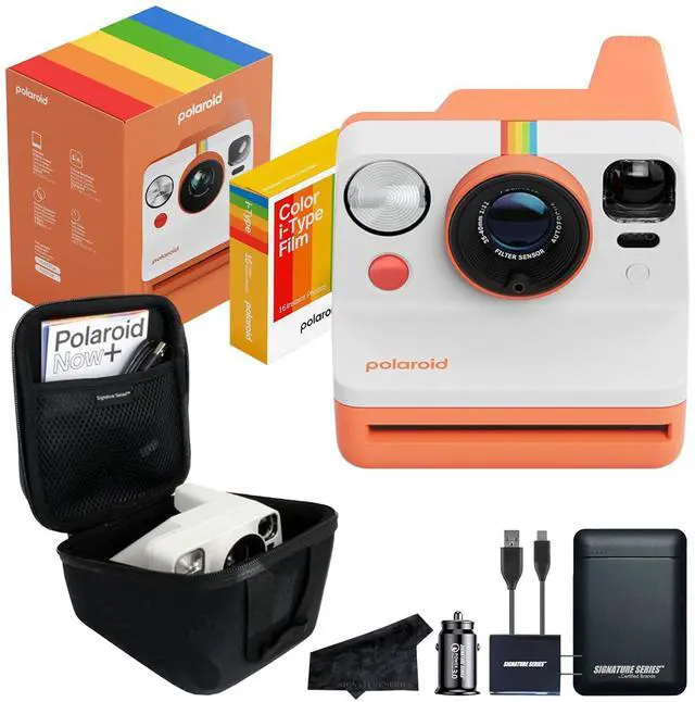 Main image of Polaroid Now 3rd Generation i-Type Instant Film Camera with 16 Color Film Photos, Coral, with Signature Series Power Bundle