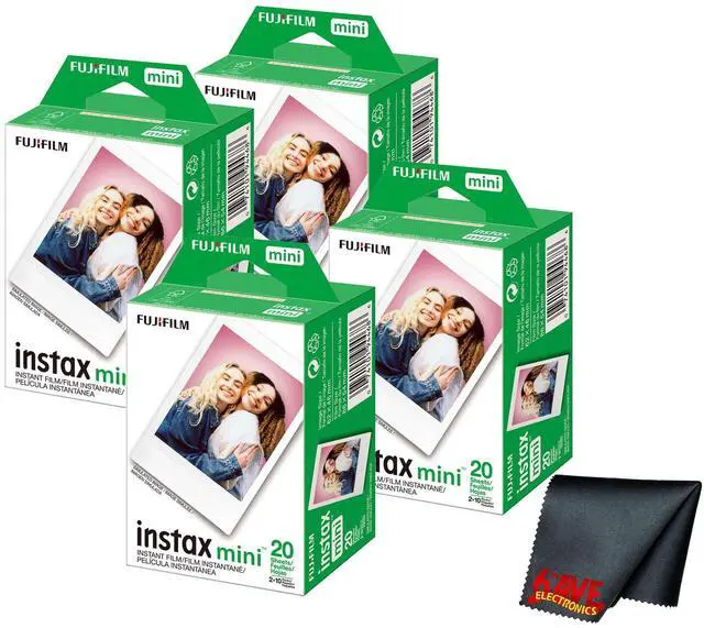 Main image of Instax Mini Instant Camera Film (80 Photo Exposure) Bundle with 6AVE Microfiber Cleaning Cloth