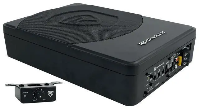 Alt view image 2 of 4 - Car Audio Bundle: SS10P 10" 800w Slim Under-Seat Active Subwoofer, Compact Design, RWK81 8-Gauge Complete Amp Installation Kit, 100% Copper RCA, 2-Items
