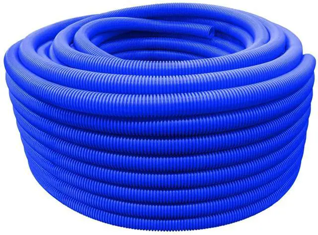 Main image of Flexible Polyethylene HDPE Non-Split Corrugated Wire Loom Tubing (Blue, 1-1/2" Dia. x 100 ft)