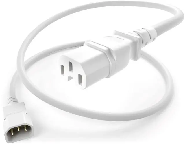 Main image of 60 Pack Group Power Cable IEC C14 to C15 15Amp 14AWG 250V SJT Jacket, White, 4 Foot