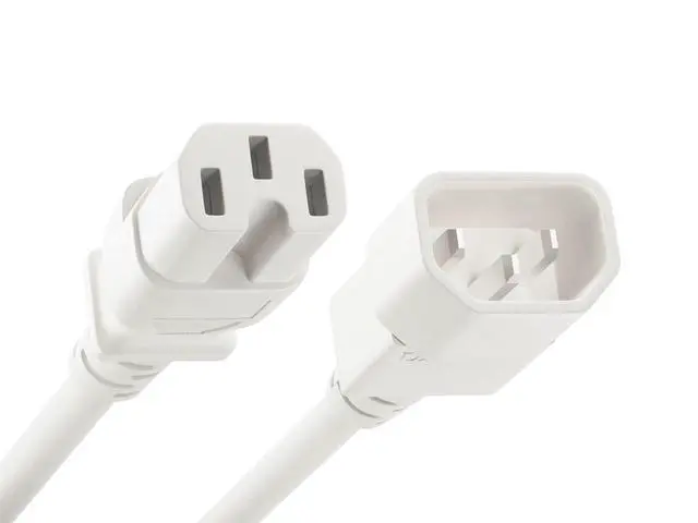 Alt view image 2 of 3 - 60 Pack Group Power Cable IEC C14 to C15 15Amp 14AWG 250V SJT Jacket, White, 4 Foot