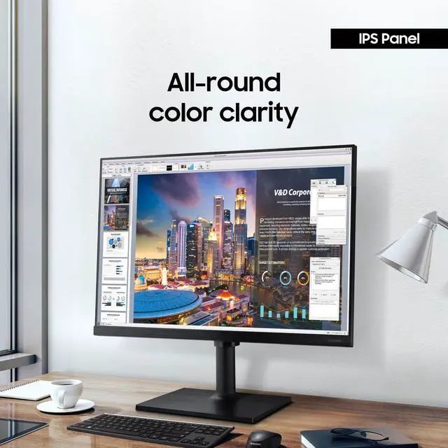 Alt view image 3 of 4 - FT45 Series 24-Inch FHD 1080p Computer Monitor, 75Hz, IPS Panel, HDMI, DisplayPort, USB Hub, Height Adjustable Stand, 3 Yr WRNTY (LF24T454FQNXGO),Black