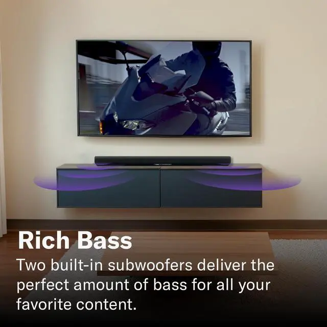 Alt view image 4 of 6 - Audio SR-B20A Sound Bar with Built-in Subwoofers and Bluetooth, Black