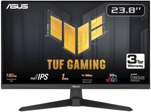 Main image of TUF Gaming 24 (23.8 inch viewable) 1080P Monitor (VG249Q3A) - Full HD, 180Hz, 1ms, Fast IPS, Extreme Low Motion Blur, FreeSync Premium, Speakers, DisplayPort, HDMI, Variable Overdrive, 99% sRGB