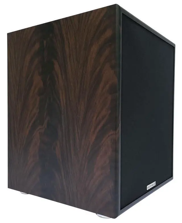 Alt view image 3 of 4 - Rock Shaker 12 Dark Wood Powered Subwoofer, 800W Peak, 12", Class-D Amp, Deep Bass for Home Theater and Music
