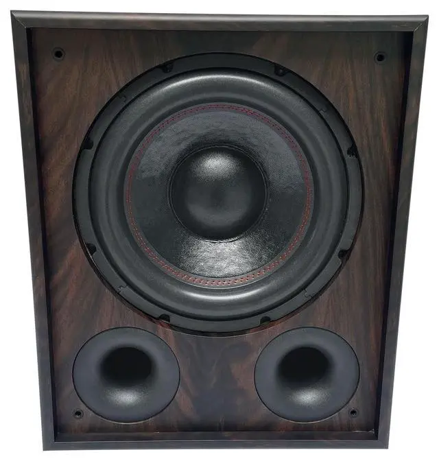 Alt view image 4 of 4 - Rock Shaker 12 Dark Wood Powered Subwoofer, 800W Peak, 12", Class-D Amp, Deep Bass for Home Theater and Music