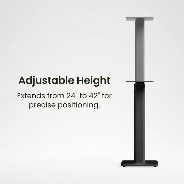 Alt view image 3 of 4 - SPH Universal Height Adjustable Floor Speaker Stands for Bookshelf Speakers up to 30 lb (13.6 kg) | 24-42 Height Adjustment | Internal Cable Management | Pair | Black