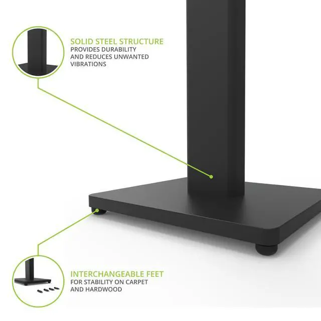 Alt view image 3 of 4 - ST34 34 Universal Floor Speaker Stands for Bookshelf Speakers up to 30 lbs | Improved Sound | Hidden Cable Management | Timeless Design, | Pair | Black Steel w/ Black MDF Base