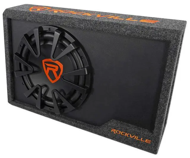 Alt view image 4 of 4 - RWS12CA 1200W 12" Amplified Powered Car Subwoofer Enclosure, 4 Ohm, Slim Design, Built-in Amplifier, Remote Bass Control, for Cars, Trucks & SUVs