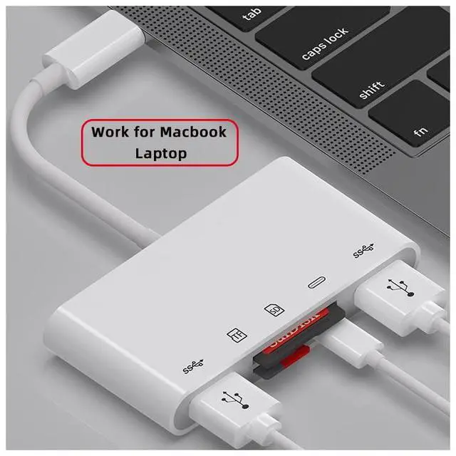 Alt view image 5 of 7 - USB 2.0 Type-C USB-C Source to TF Micro SD SDXC Dual USB3.0 Female Card Reader PD 27W Adapter for Laptop Tablet Phone