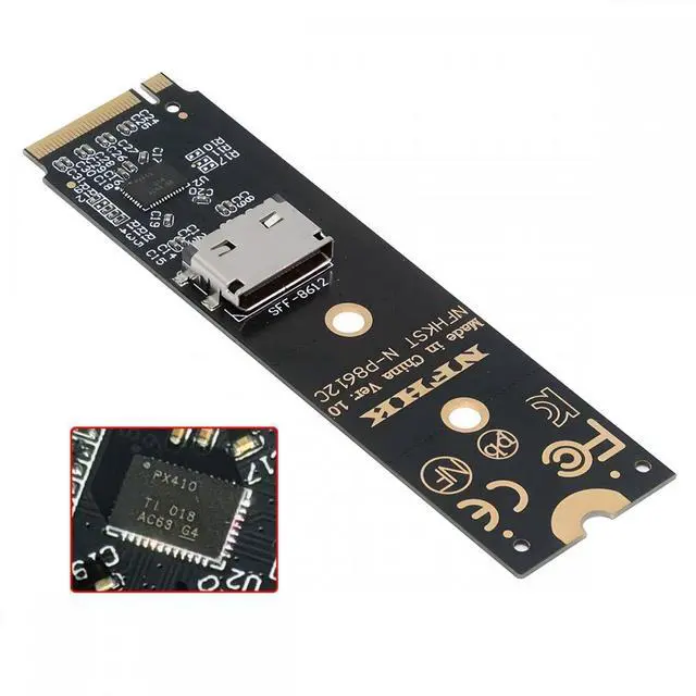 Main image of Cablecc 22x80mm 2280 PCI-E4.0 M.2 M-key NVME to Oculink SFF-8612 SFF-8611 Host Adapter with Linear Redriver for U.2 SSD eGPU over Long Cable Lengths SF-023-2280RD- -