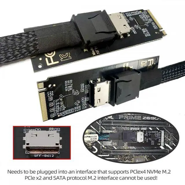 Alt view image 6 of 7 - Cablecc 22x80mm 2280 PCI-E4.0 M.2 M-key NVME to Oculink SFF-8612 SFF-8611 Host Adapter with Linear Redriver for U.2 SSD eGPU over Long Cable Lengths SF-023-2280RD- -