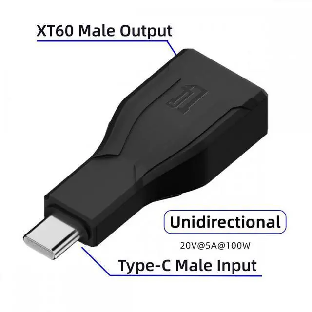 Alt view image 3 of 7 - Type-C Male Input 100W 20V 5A PD to XT60 Male Output SC100 Protocol Fast Charging Adapter for RC Lipo Battery Quadcopter
