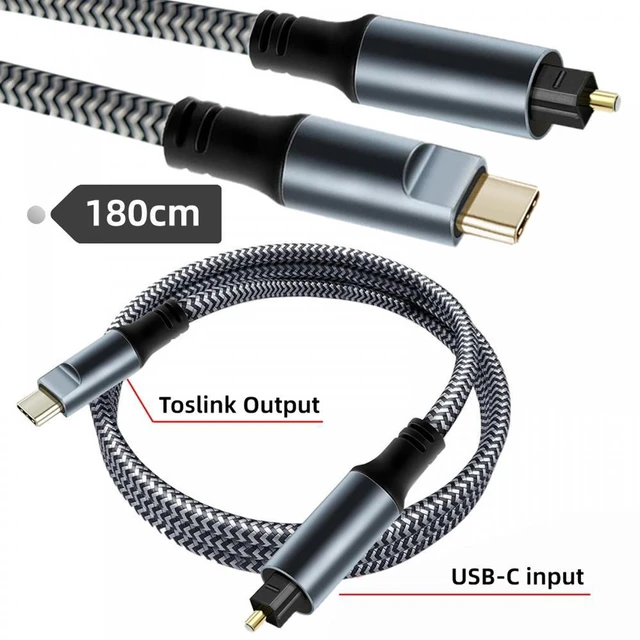 Alt view image 2 of 7 - Cablecc Type-C to SPDIF Toslink Optical Audio Cable Opt Male USB-C to Digital Optical Fiber Optic Sound Interface Male Adapter Wire for Desktop Laptop CA-007-TS002