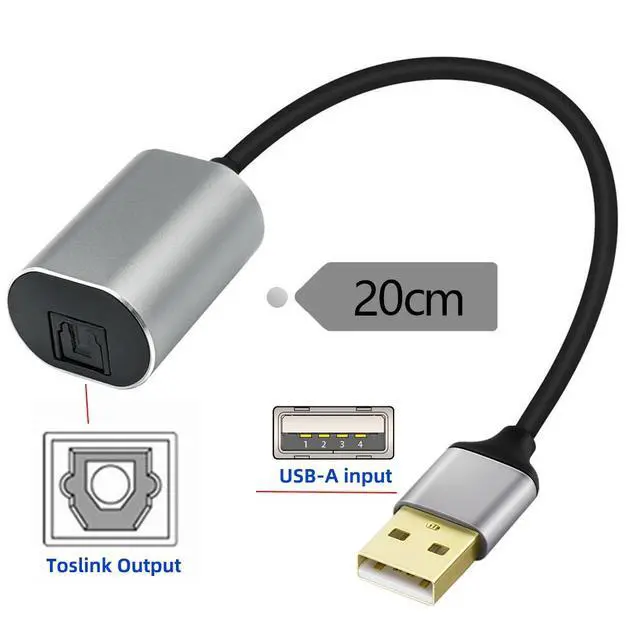 Alt view image 2 of 7 - Cablecc Type-A to SPDIF Toslink Optical Audio Jack Opt USB2.0 Male to Digital Optical Fiber Optic Sound Interface Female Adapter Wire for Laptop Desktop CA-007-TS003