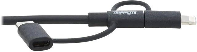 Alt view image 5 of 6 - TRIPP LITE 3 in 1 Multi Charging USB Cable, USB-A to Lightning, USB Micro B, and USB-C Universal All in One Charger Cable, Sync and Charge Cord, 6 ft. (M101-006-LMC-BK)