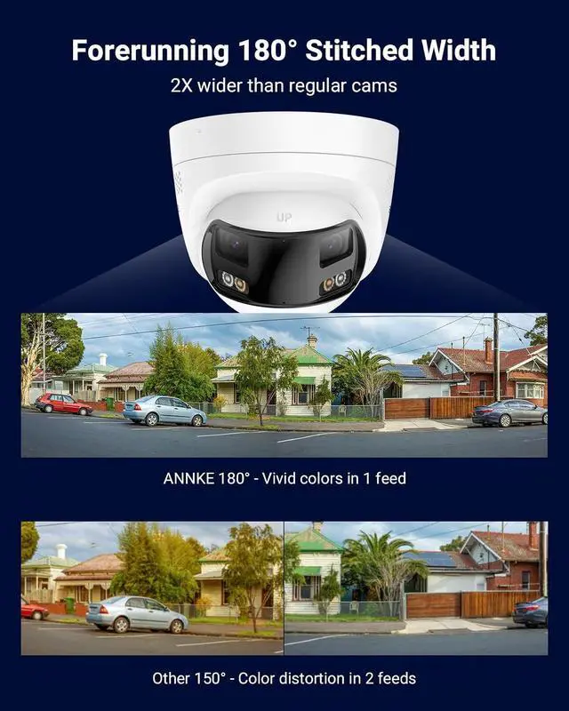 Alt view image 2 of 7 - ANNKE FCD600 PoE Security Camera Outdoor with Dual-Lens 180° Filed of View, 6MP IP Surveillance Camera Support Color Night Vision, Person/Vehicle Detection, Two-Way Talk, Built-in SD Card Slot