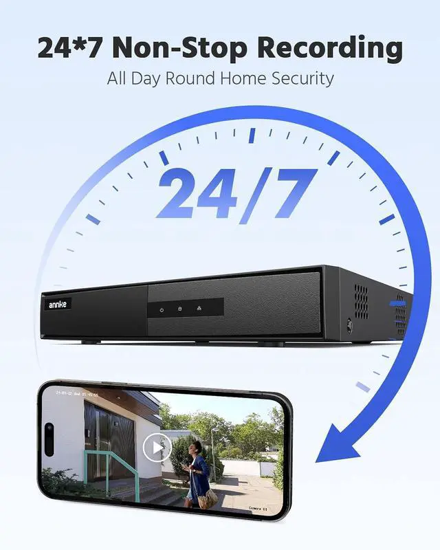 Alt view image 7 of 7 - ANNKE 8CH DVR for Security Camera, 3K Lite Hybrid 5-in-1 CCTV Digital Video Recorder, Supports 8 Channel TVI/AHD/CVI/CVBS Analog and 2CH IP Cams, 24/7 Video Recording for Home Surveillance, 4TB HDD