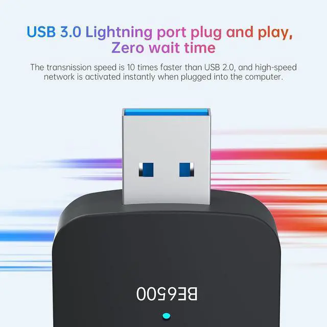 Alt view image 5 of 7 - USB WiFi Adapter for Desktop PC, BE6500 Tri-Band WiFi 7 Adapter with 2x6dBi High Gain Antennas, USB 3.0 WiFi Dongle Supports 2.4G/5G/6G, MLO, WPA3,4K-QAM,MU-MIMO, Compatible with Windows 11/10
