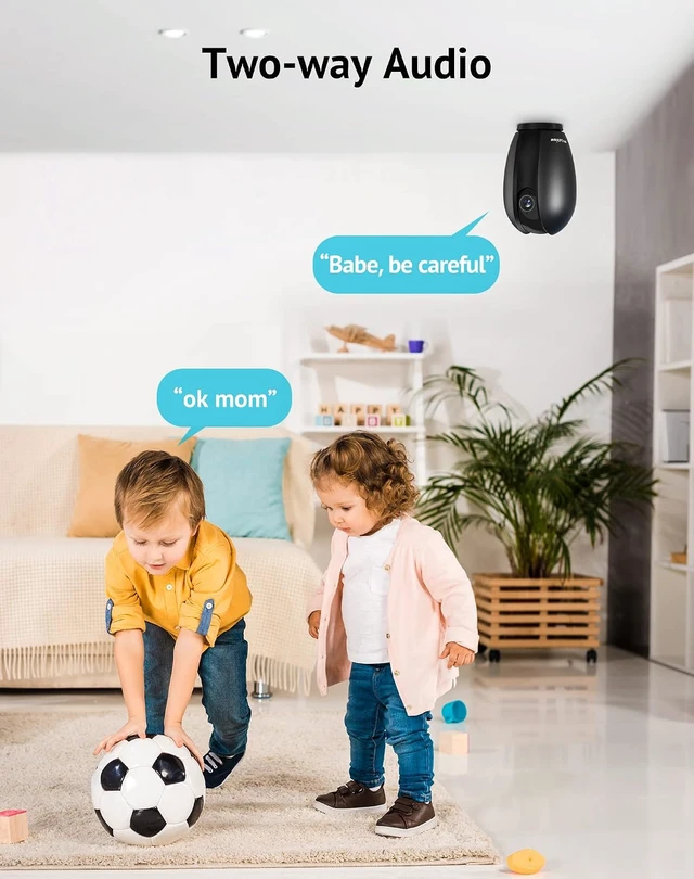 Alt view image 5 of 7 - 2K 4MP Indoor WiFi Security Cameras Color Night Vision, Motion Detection, Two-Way Audio for Baby/Pet, Alexa, USA Cloud Service, Black
