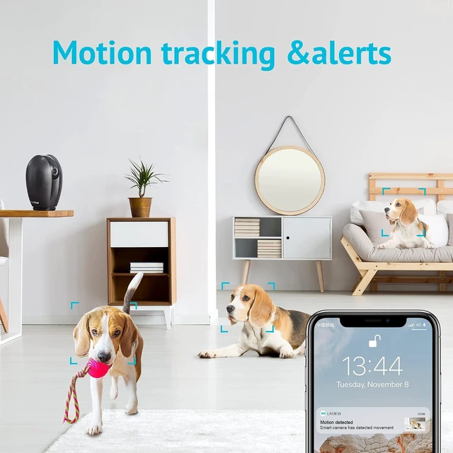 Alt view image 4 of 7 - 2K 4MP Indoor WiFi Security Cameras Color Night Vision, Motion Detection, Two-Way Audio for Baby/Pet, Alexa, USA Cloud Service, Black