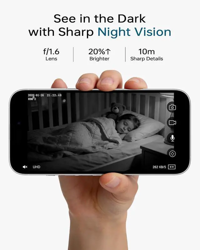 Alt view image 6 of 7 - FOSCAM 4K Indoor Camera, Full Space Sense WiFi Camera with 360° Radar Auto-Tracking Baby Monitor & Pet Camera - No-Blind-Spot View, One Touch Call, Human/Motion/Sound Detection, Compatible with Alexa