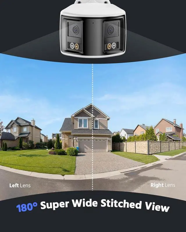 Alt view image 2 of 7 - ANNKE FCD800 PoE Security Camera Outdoor with Dual Lens 180° Filed of View, 8MP IP Surveillance Camera Support Color Night Vision, Person/Vehicle Detection, Two-Way Talk, Built-in SD Card Slot