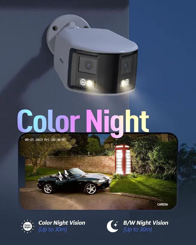 Alt view image 3 of 7 - ANNKE FCD800 PoE Security Camera Outdoor with Dual Lens 180° Filed of View, 8MP IP Surveillance Camera Support Color Night Vision, Person/Vehicle Detection, Two-Way Talk, Built-in SD Card Slot