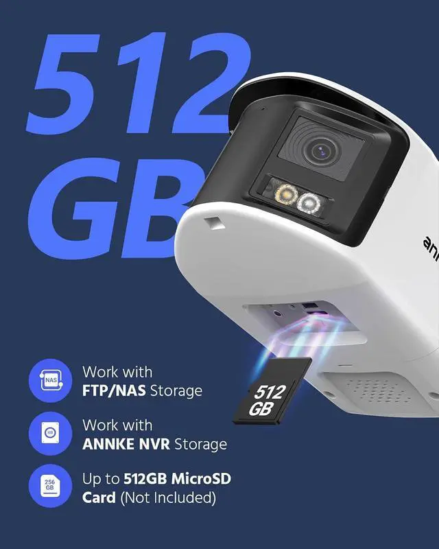 Alt view image 7 of 7 - ANNKE FCD800 PoE Security Camera Outdoor with Dual Lens 180° Filed of View, 8MP IP Surveillance Camera Support Color Night Vision, Person/Vehicle Detection, Two-Way Talk, Built-in SD Card Slot