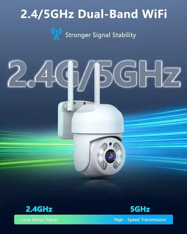 Alt view image 4 of 7 - OOSSXX (2026 New) 2 Pack Outdoor WiFi Security Cameras 3MP, PTZ Pan Tilt with Dual Antennas, 2.4/5GHz Dual-Band WiFi, Free App, No Monthly Fee, Human Detection, Color Night Vision, 2-Way Audio, IP65