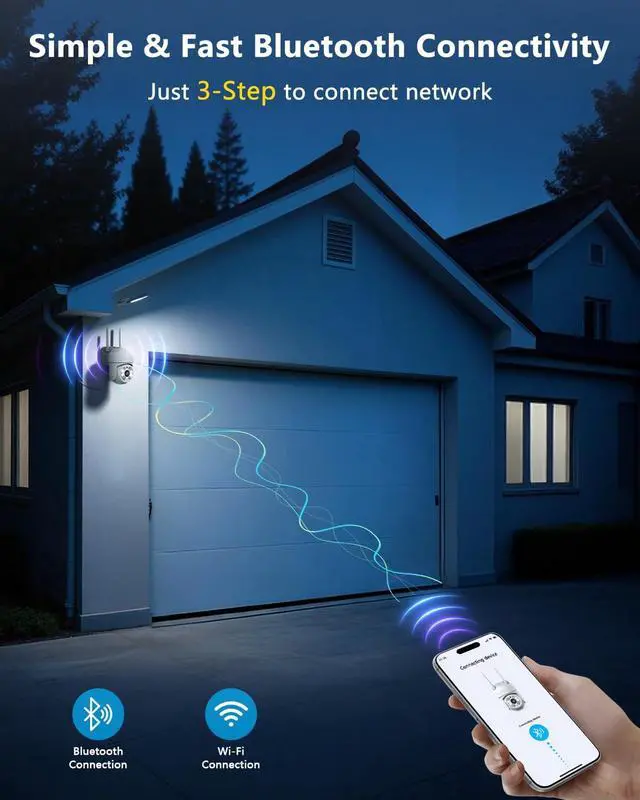Alt view image 6 of 7 - OOSSXX (2026 New) 2 Pack Outdoor WiFi Security Cameras 3MP, PTZ Pan Tilt with Dual Antennas, 2.4/5GHz Dual-Band WiFi, Free App, No Monthly Fee, Human Detection, Color Night Vision, 2-Way Audio, IP65