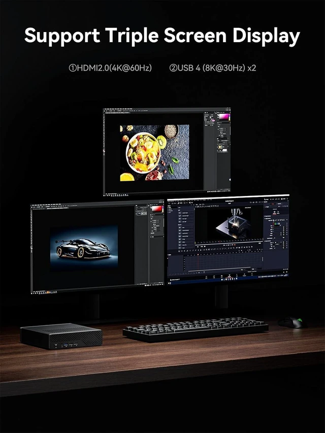 Alt view image 3 of 7 - MS-01-S1260 Mini PC Barebone Core i5-12600H, vPro Enterprise Support, 2x10Gbps SFP+ LAN, 2x2.5G RJ45, 2xUSB4, HDMI, 16xPCIe 4.0, M.2/U.2 NVMe SSD (No OS/RAM/SSD)
