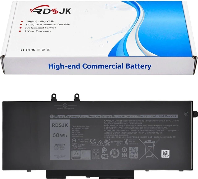 Main image of 4GVMP Laptop Battery for Dell Latitude 5400 5410 5500 5510 Precision 3540 3550 Inspiron 7590 7591 7791 2-in-1 Series 1V1XF R8D7N RF7WM 0RF7WM 9JRYT 09JRYT 0X77XY 0C5GV2 7.6V 68Wh 4-Cell