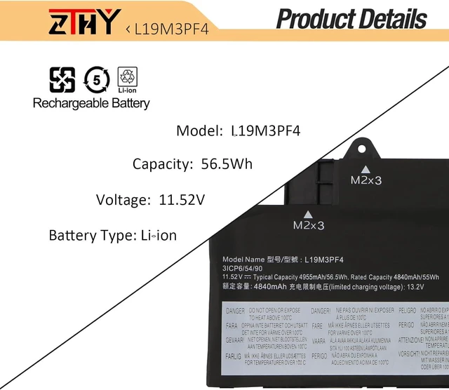 Alt view image 3 of 7 - 56.5Wh L19M3PF4 L19C3PF3 L19M3PF3 L19L3PF7 Laptop Battery Replacement for Lenovo IdeaPad 5-14ALC05 82LM 5-14IAL7 82SD 5-14ARE05 81YM 5-14IIL05 81YH 5-14ITL05 82FE 5-14ABA7 82SE SB10W86956 5B10W86939