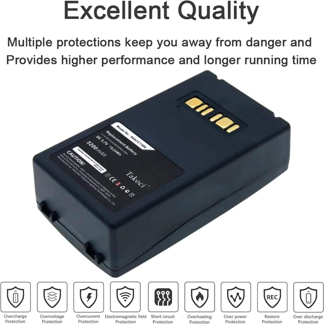 Alt view image 4 of 7 - Replacement Battery for Datalogic Falcon X3, Falcon X3 Plus, Falcon X3+, Falcon X4,fits Part No 94ACC1386, BT-26, 3.7V 5200mAh