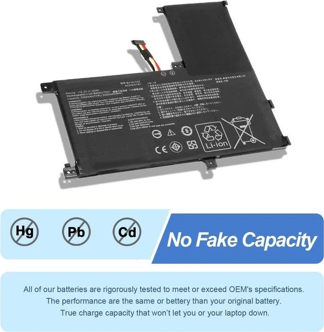 Alt view image 4 of 7 - B41N1532 Compatible with Asus Q504U Q504UA Q534UA Zenbook Flip UX560 UX560UA Q504UAK UX560UA-1B UX560UA-FZ015T Q504UA-BBI5T12 BI5T26 0B200-02010100 15.2V 50Wh