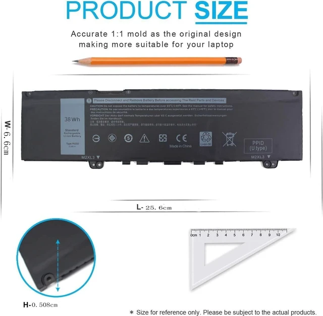 Alt view image 3 of 7 - 11.4V 38WH 39DY5 F62G0 Battery Compatible for Dell Inspiron 13 7000 i7373 7373 7386 2-in-1 7370 7380 5370 P83G P87G P91G P83G001 P83G002 P87G001 Vostro 13 5370 039DY5 0F62G0 RPJC3 0RPJC3 F62GO
